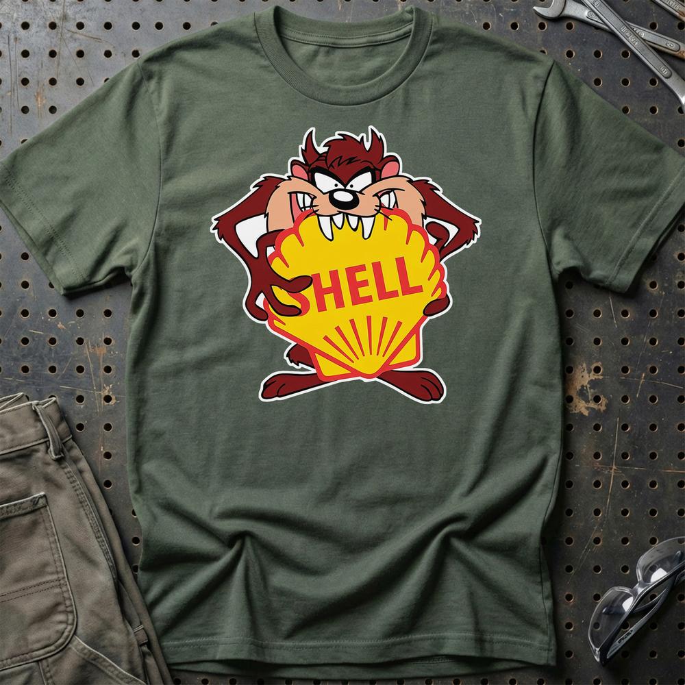 Shell TAZ T-Shirt-Beklædning-Motoroil-Grøn Militær-S-Garage Culture Shop- garage - man cave - merchandise