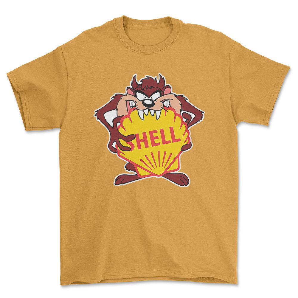 Shell TAZ Unisex T-Shirt , Bomuld-Beklædning-Motoroil-Guld-S-Forside-Garage Culture Shop- garage - man cave - merchandise