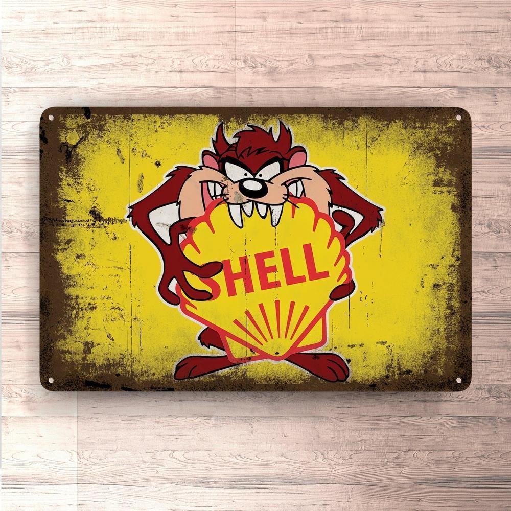 Shell Taz Vintage Skilte, Musemåtte, Dørmåtte-Skilte-Motorolie-Garage Culture Shop- garage - man cave - merchandise