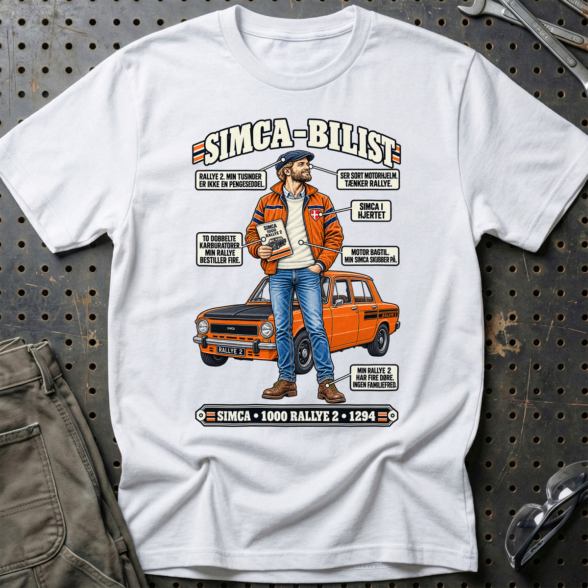 
Simca-Bilist T-Shirt – Hvid