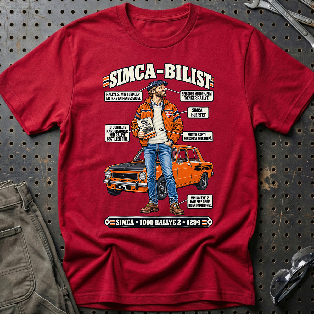 
Simca-Bilist T-Shirt – Rød