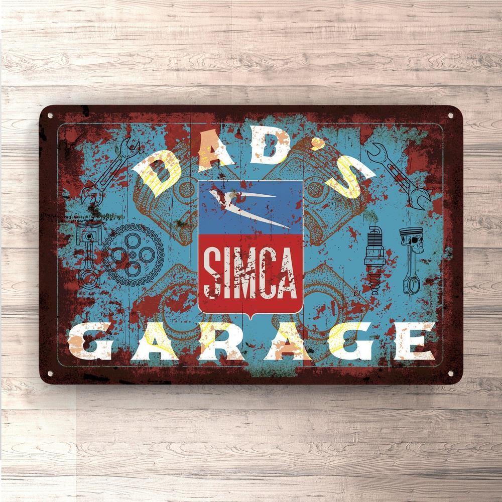 Simca Dads Garage Vintage Skilte, Musemåtte, Dørmåtte-Skilte-Simca-Garage Culture Shop- garage - man cave - merchandise