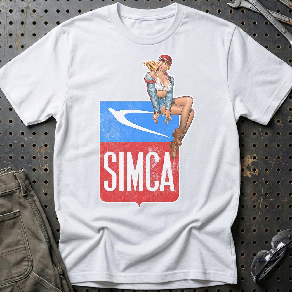 Simca Pinup T-Shirt-Beklædning-Simca-Hvid-S-Garage Culture Shop- garage - man cave - merchandise