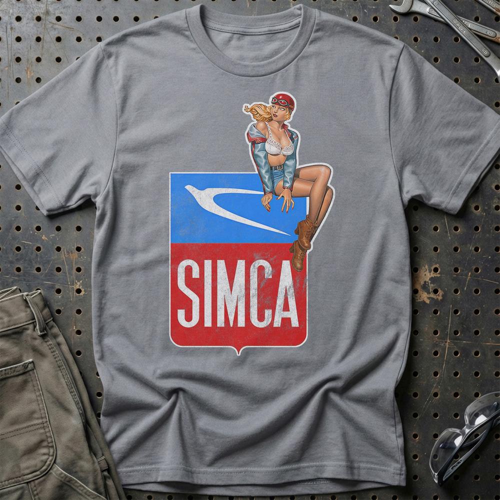 Simca Pinup T-Shirt-Beklædning-Simca-Grå Sport-S-Garage Culture Shop- garage - man cave - merchandise