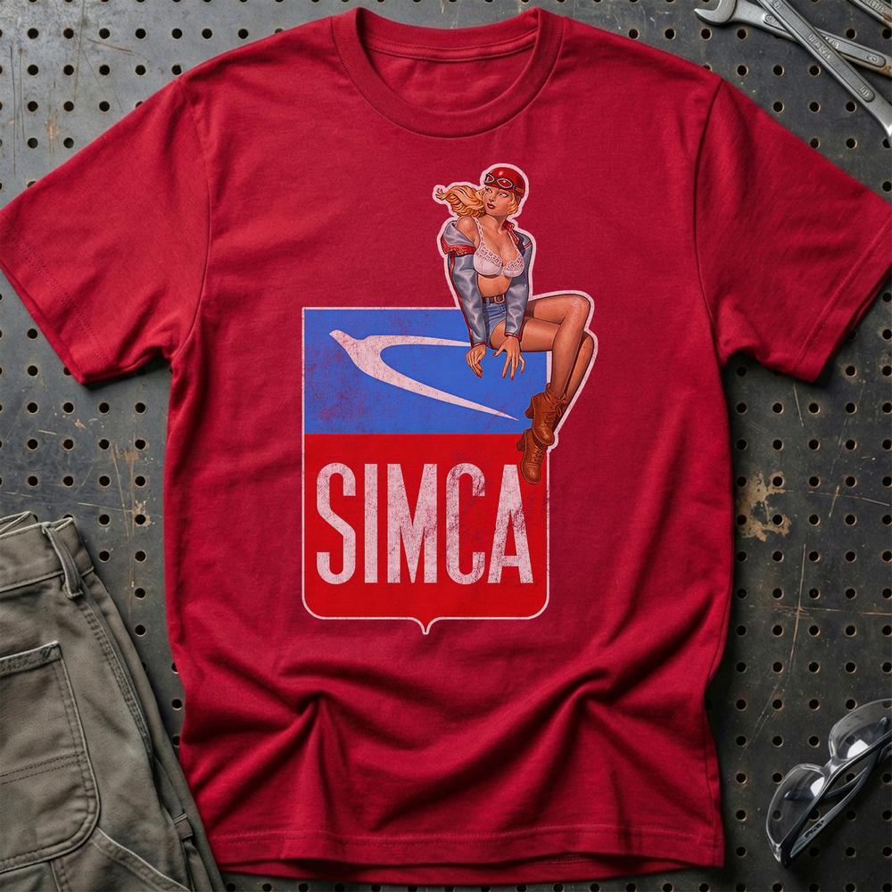 Simca Pinup T-Shirt-Beklædning-Simca-Rød-S-Garage Culture Shop- garage - man cave - merchandise