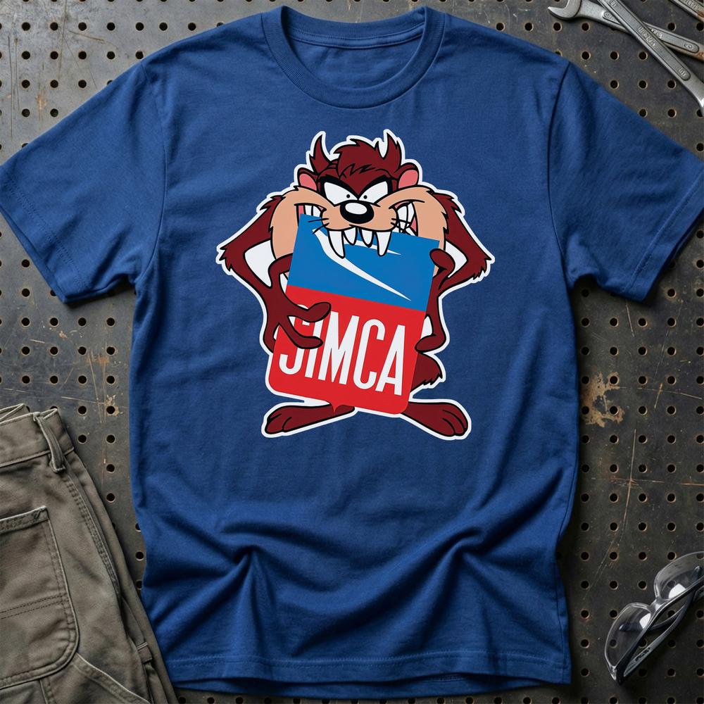 Simca TAZ T-Shirt-Beklædning-Simca-Blå Royal-S-Garage Culture Shop- garage - man cave - merchandise