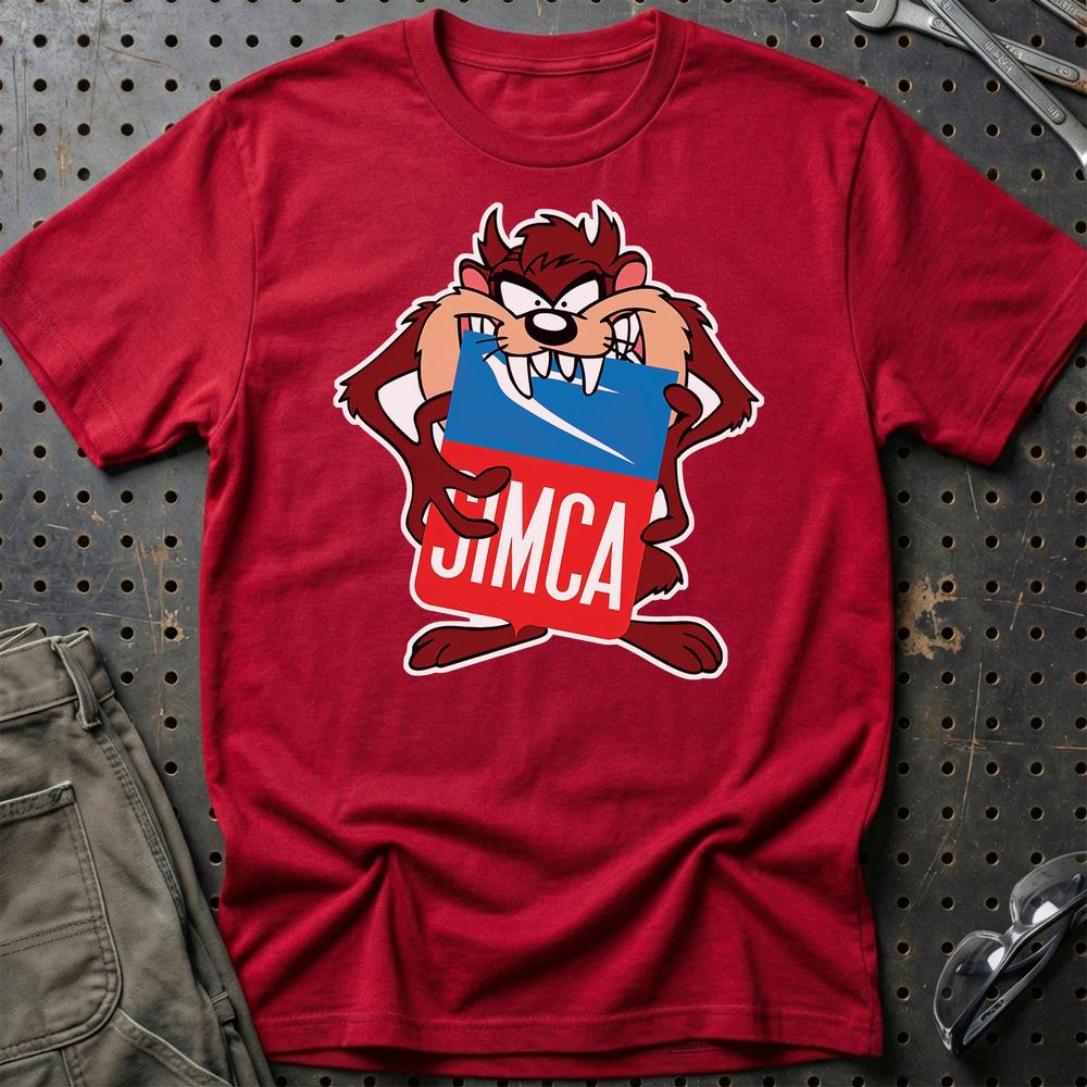 Simca TAZ T-Shirt-Beklædning-Simca-Rød-S-Garage Culture Shop- garage - man cave - merchandise