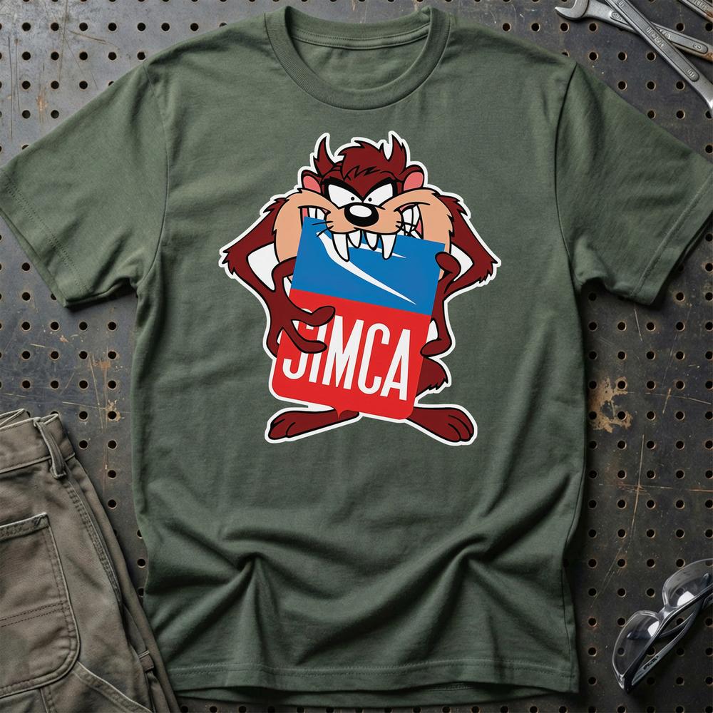 Simca TAZ T-Shirt-Beklædning-Simca-Grøn Militær-S-Garage Culture Shop- garage - man cave - merchandise
