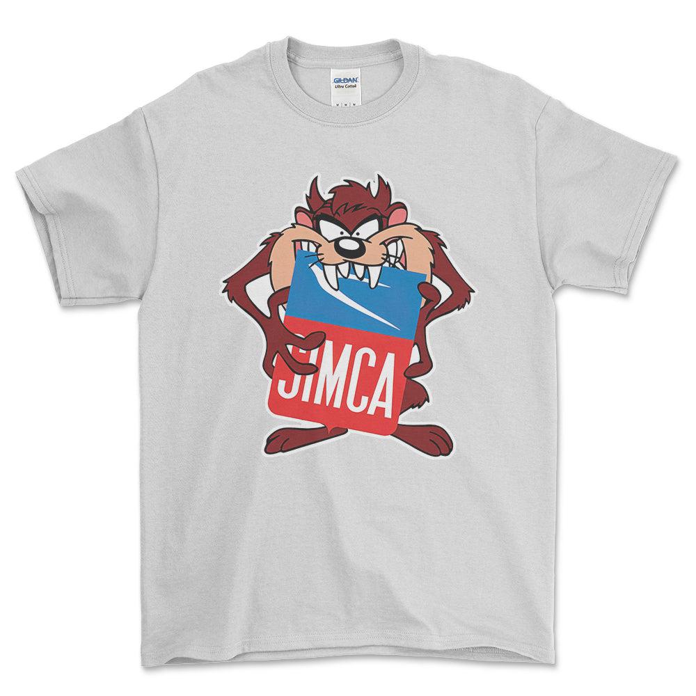 Simca TAZ Unisex T-Shirt , Bomuld-Beklædning-Simca-Hvid-S-Forside-Garage Culture Shop- garage - man cave - merchandise