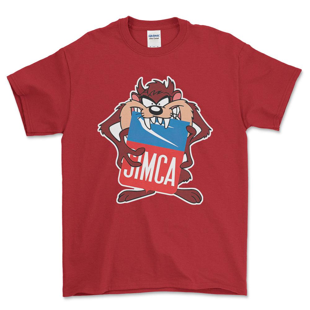 Simca TAZ Unisex T-Shirt , Bomuld-Beklædning-Simca-Rød-S-Forside-Garage Culture Shop- garage - man cave - merchandise