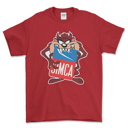 Simca TAZ Unisex T-Shirt , Bomuld-Beklædning-Simca-Rød-S-Forside-Garage Culture Shop- garage - man cave - merchandise