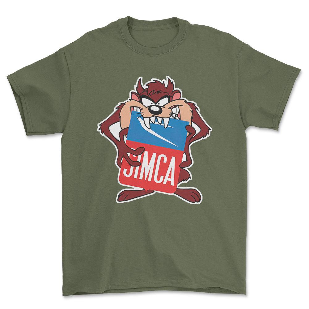 Simca TAZ Unisex T-Shirt , Bomuld-Beklædning-Simca-Grøn Militær-S-Forside-Garage Culture Shop- garage - man cave - merchandise