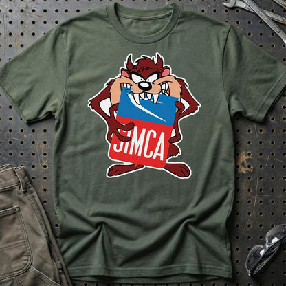 Simca TAZ Unisex T-Shirt , Bomuld-Beklædning-Simca-Grøn Militær-S-Garage Culture Shop- garage - man cave - merchandise