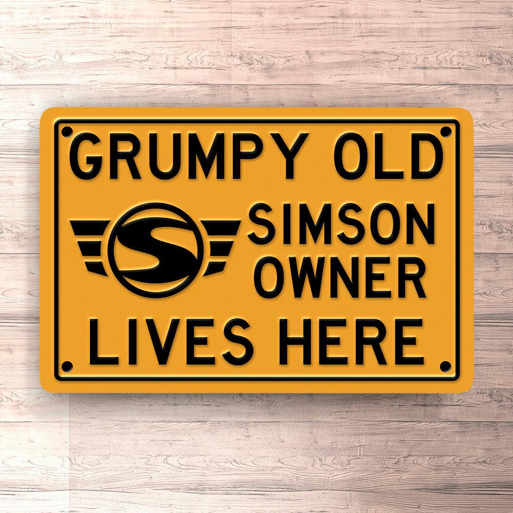 Simson Grumpy Old Simson Owner Lives Here Skilte, Musemåtte, Dørmåtte-Skilte-Simson-Garage Culture Shop- garage - man cave - merchandise