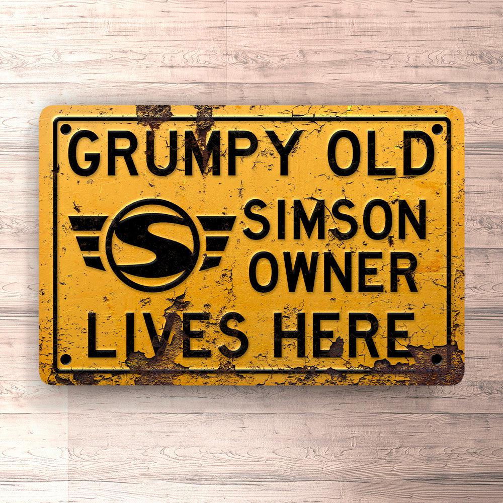 Simson Grumpy Old Simson Owner Lives Here Skilte, Musemåtte, Dørmåtte-Skilte-Simson-Garage Culture Shop- garage - man cave - merchandise