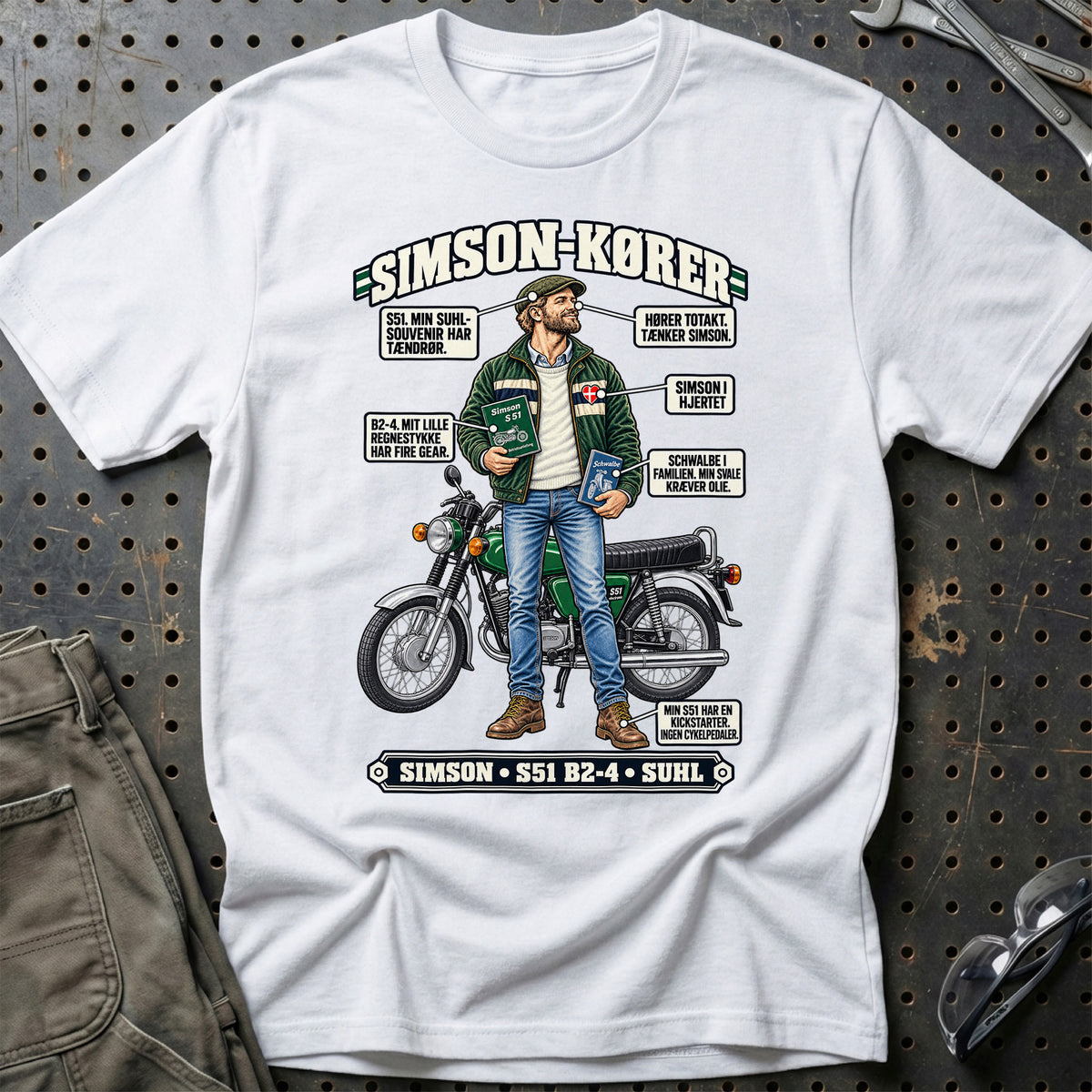 
Simson-Kører T-Shirt – Hvid