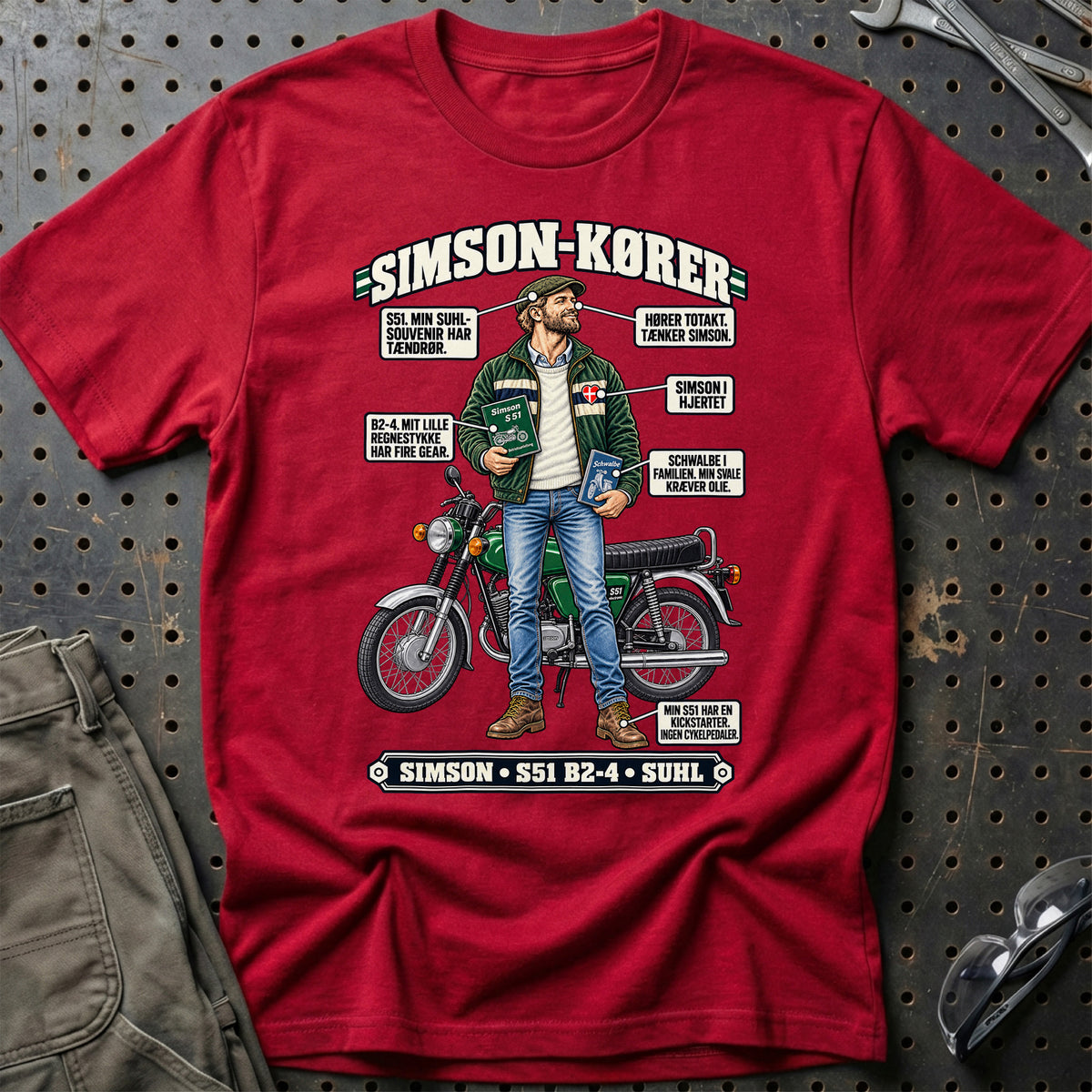 
Simson-Kører T-Shirt – Rød
