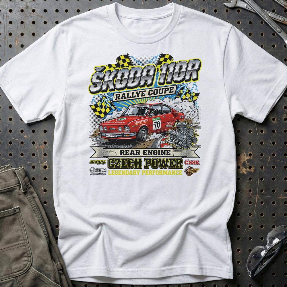 Škoda 110R Rallye Coupe Czech Power - Unisex T-Shirt-Beklædning-Skoda-Hvid-S-Garage Culture Shop- garage - man cave - merchandise
