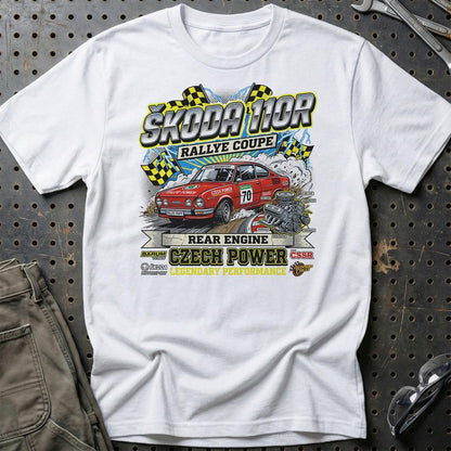 Škoda 110R Rallye Coupe Czech Power - Unisex T-Shirt-Beklædning-Skoda-Hvid-S-Garage Culture Shop- garage - man cave - merchandise