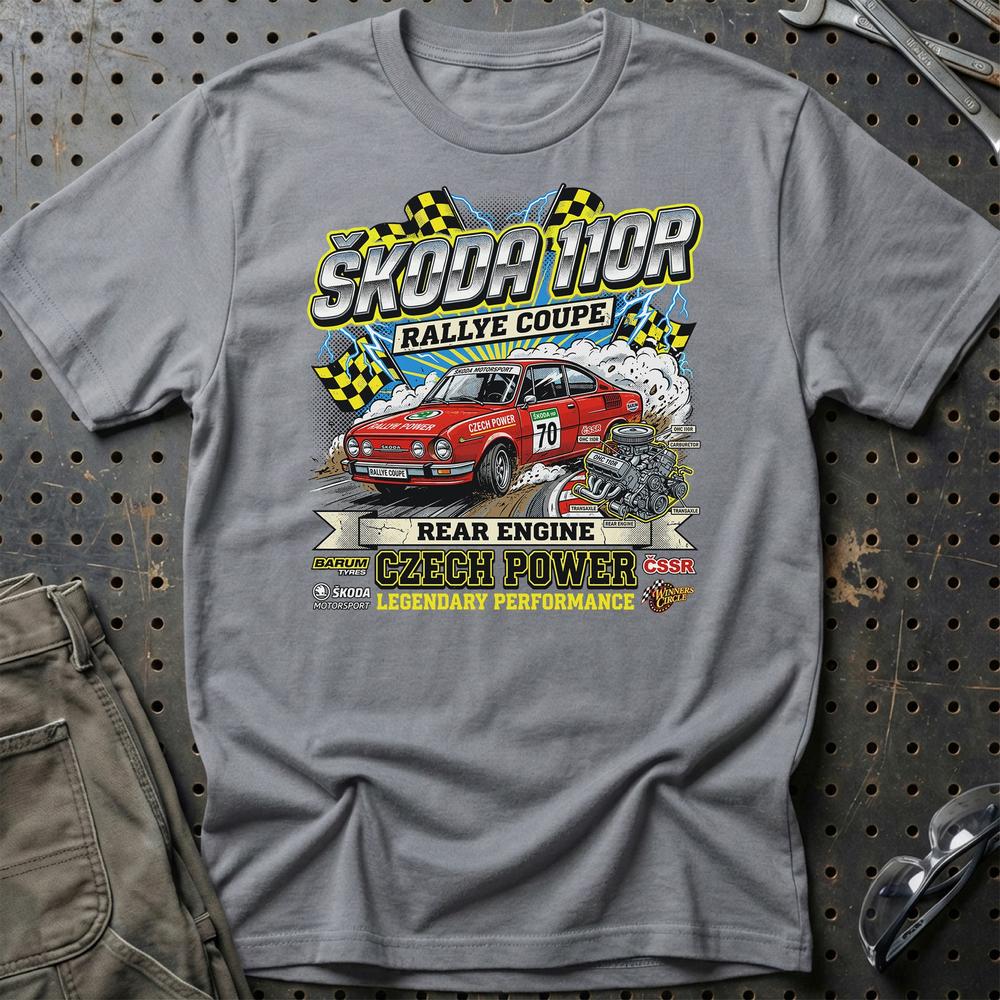 Škoda 110R Rallye Coupe Czech Power - Unisex T-Shirt-Beklædning-Skoda-Grå Sport-S-Garage Culture Shop- garage - man cave - merchandise
