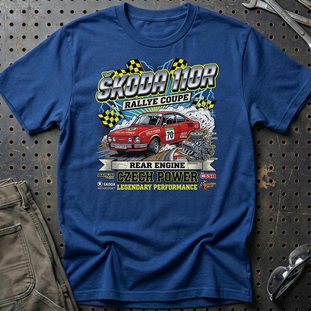 Škoda 110R Rallye Coupe Czech Power - Unisex T-Shirt-Beklædning-Skoda-Blå Royal-S-Garage Culture Shop- garage - man cave - merchandise