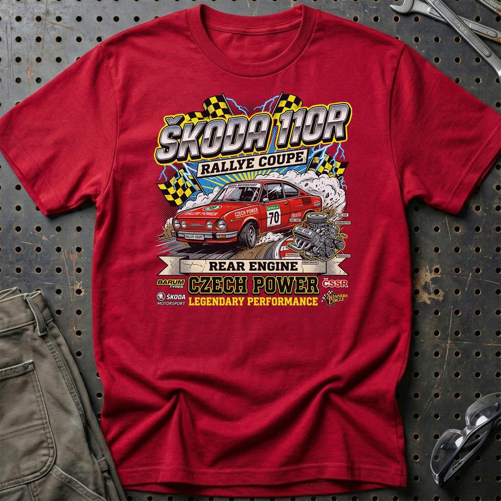 Škoda 110R Rallye Coupe Czech Power - Unisex T-Shirt-Beklædning-Skoda-Rød-S-Garage Culture Shop- garage - man cave - merchandise