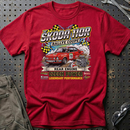 Škoda 110R Rallye Coupe Czech Power - Unisex T-Shirt-Beklædning-Skoda-Rød-S-Garage Culture Shop- garage - man cave - merchandise