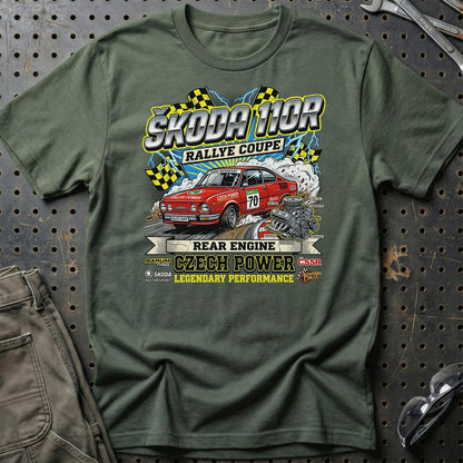 Škoda 110R Rallye Coupe Czech Power - Unisex T-Shirt-Beklædning-Skoda-Grøn Militær-S-Garage Culture Shop- garage - man cave - merchandise