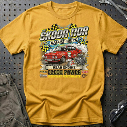 Škoda 110R Rallye Coupe Czech Power - Unisex T-Shirt-Beklædning-Skoda-Guld-S-Garage Culture Shop- garage - man cave - merchandise