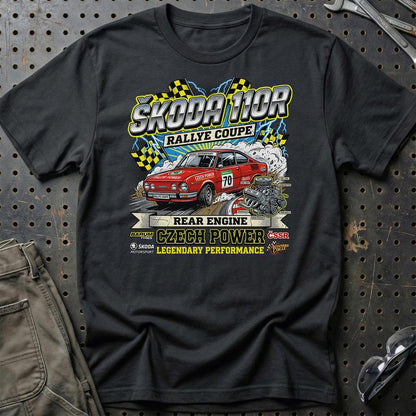 Škoda 110R Rallye Coupe Czech Power - Unisex T-Shirt-Beklædning-Skoda-Sort-S-Garage Culture Shop- garage - man cave - merchandise