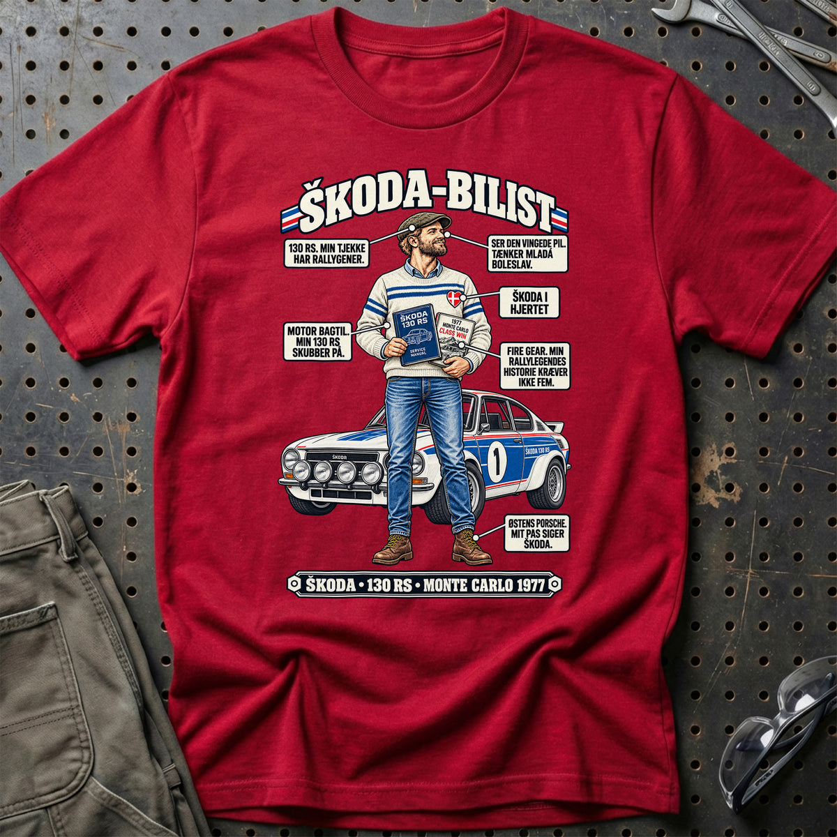 
Škoda-Bilist T-Shirt – Rød