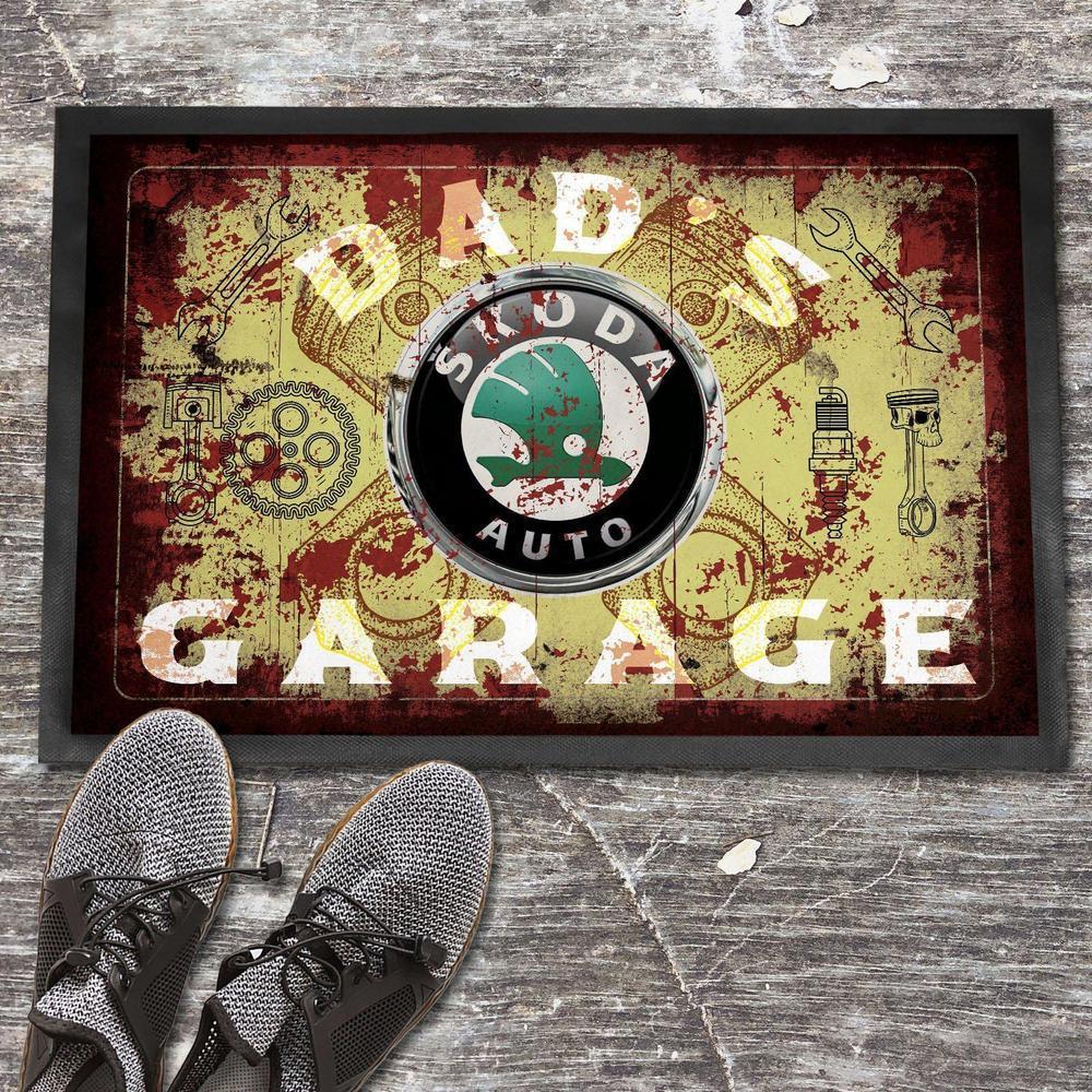 Škoda Dads Garage Vintage Skilte, Musemåtte, Dørmåtte , Plakat-Skilte-Skoda-Garage Culture Shop- garage - man cave - merchandise