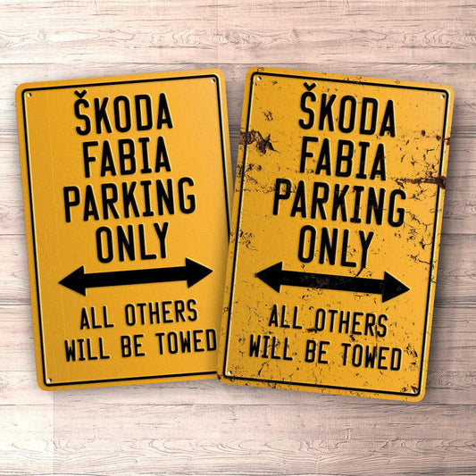 Skoda Fabia Parking Only Skilte, Musemåtte, Dørmåtte-Parking skilte-Skoda-Garage Culture Shop- garage - man cave - merchandise