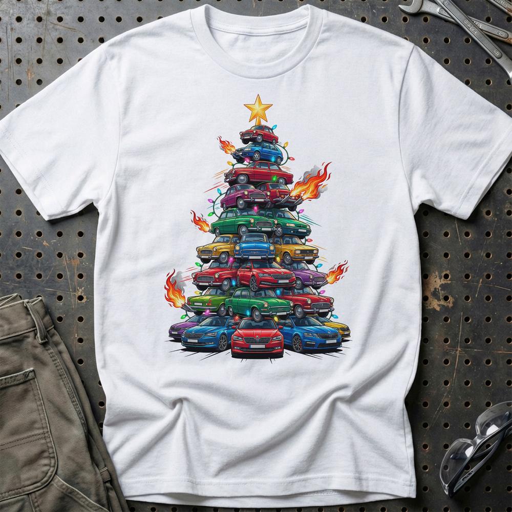 Skoda Juletræ Christmas Tree T-Shirt-Beklædning-Skoda-Hvid-S-Garage Culture Shop- garage - man cave - merchandise