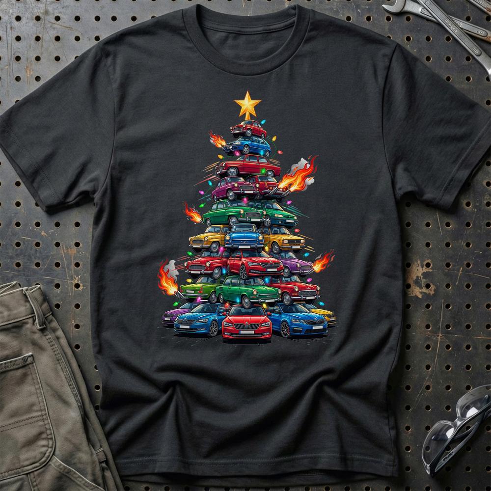 Skoda Juletræ Christmas Tree T-Shirt-Beklædning-Skoda-Sort-S-Garage Culture Shop- garage - man cave - merchandise