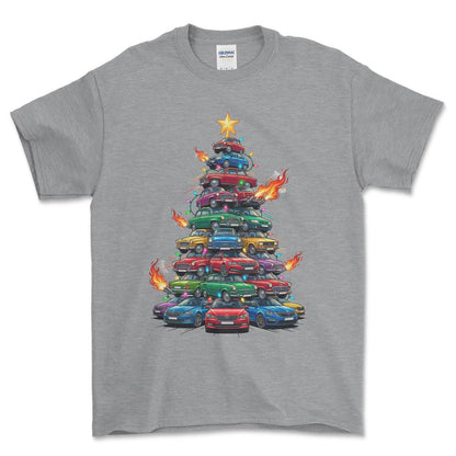 Skoda Juletræ Christmas Tree - Unisex T-Shirt-Beklædning-Skoda-Grå Sport-S-Forside-Garage Culture Shop- garage - man cave - merchandise