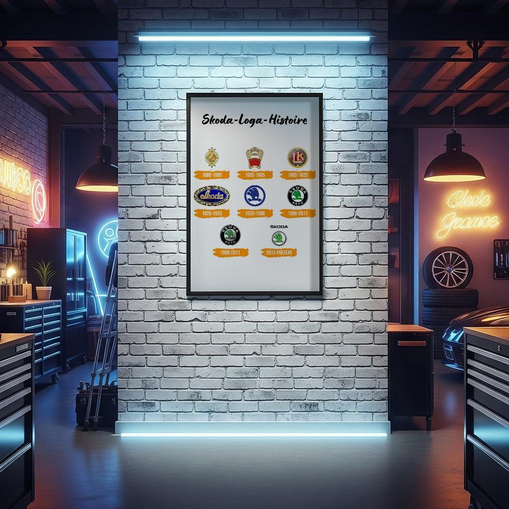 Skoda Logo Histoire Skilte, Musemåtte, Dørmåtte-Skilte-Skoda-Garage Culture Shop- garage - man cave - merchandise