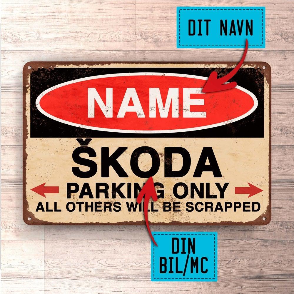 Škoda - Parking Only - Skilte, Musemåtte, Dørmåtte , Plakat-Skilte-Skoda-Garage Culture Shop- garage - man cave - merchandise