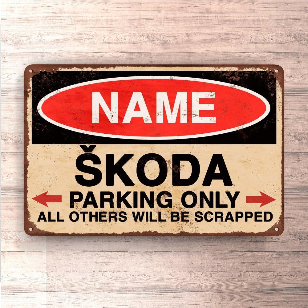 Škoda - Parking Only - Skilte, Musemåtte, Dørmåtte-Skilte-Skoda-Garage Culture Shop- garage - man cave - merchandise