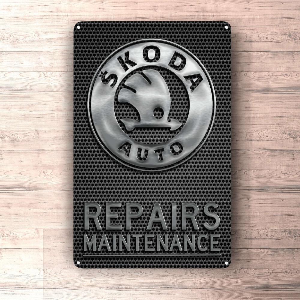 Škoda Repairs Maintenance Skilte, Musemåtte, Dørmåtte , Plakat-Skilte-Skoda-Garage Culture Shop- garage - man cave - merchandise