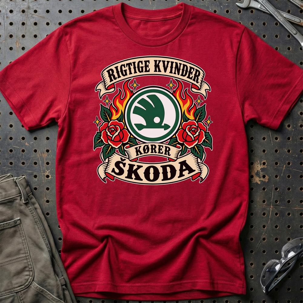 
Produktbillede af Skoda Rigtige Kvinder Kører – Roser og Flammer T-Shirt