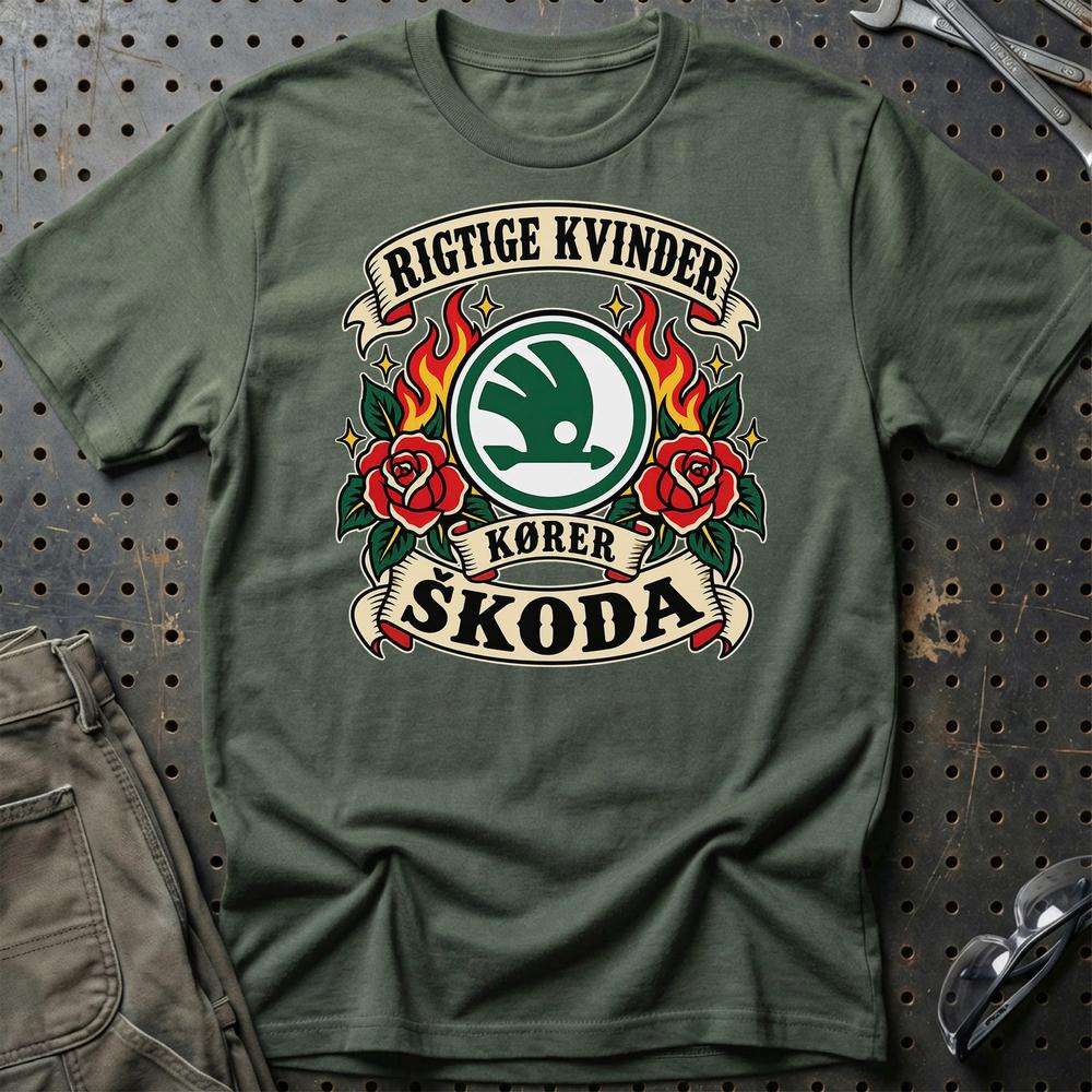 
Produktbillede af Skoda Rigtige Kvinder Kører – Roser og Flammer T-Shirt