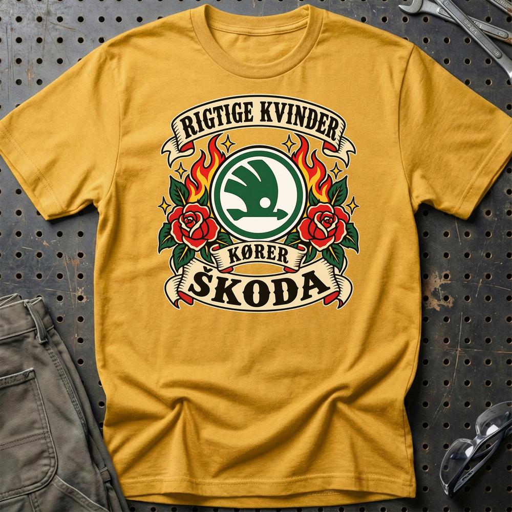 
Produktbillede af Skoda Rigtige Kvinder Kører – Roser og Flammer T-Shirt