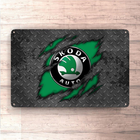 Škoda Ripped Skilte, Musemåtte, Dørmåtte , Plakat-Skilte-Skoda-Garage Culture Shop- garage - man cave - merchandise