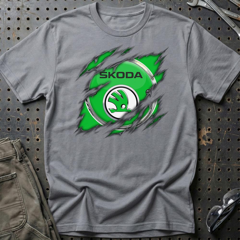 Skoda Ripped T-Shirt-Beklædning-Skoda-Grå Sport-S-Garage Culture Shop- garage - man cave - merchandise
