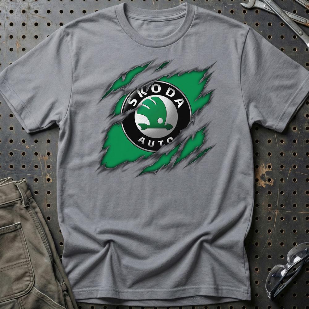 Skoda Ripped T-Shirt-Beklædning-Skoda-Grå Sport-S-Garage Culture Shop- garage - man cave - merchandise