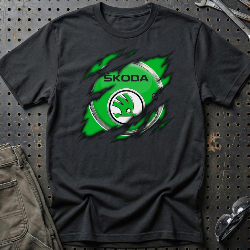 Skoda Ripped T-Shirt-Beklædning-Skoda-Sort-S-Garage Culture Shop- garage - man cave - merchandise