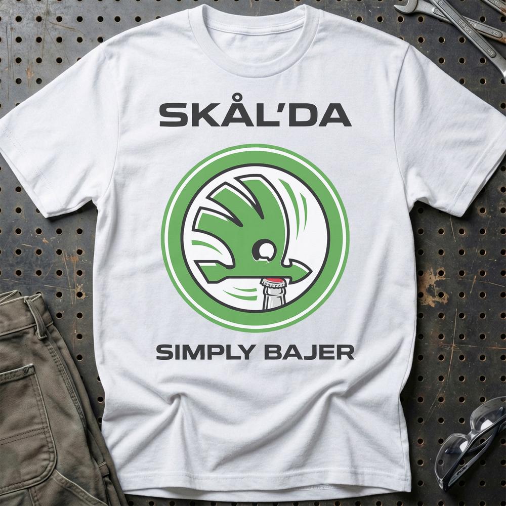 Skoda Skål’da Simply Bajer T-Shirt-Beklædning-Skoda-Hvid-S-Garage Culture Shop- garage - man cave - merchandise