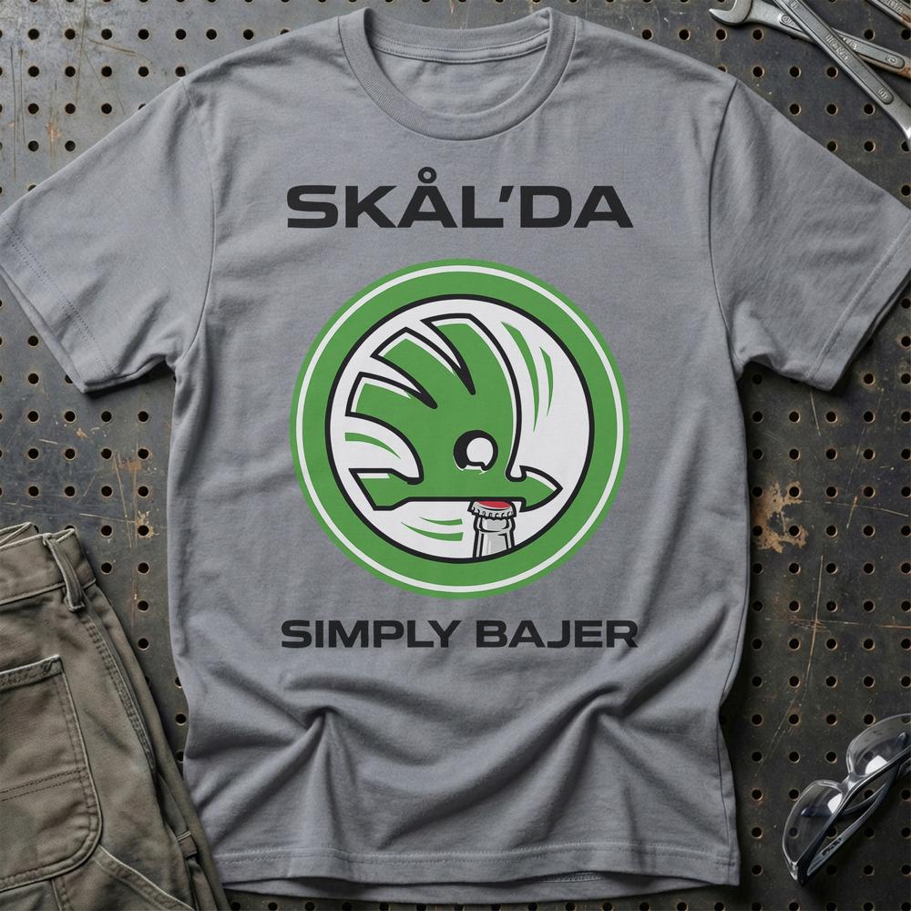 Skoda Skål’da Simply Bajer - Unisex T-Shirt-Beklædning-Skoda-Grå Sport-S-Garage Culture Shop- garage - man cave - merchandise