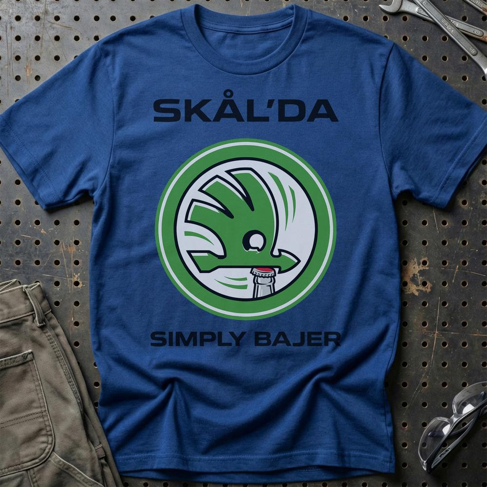 Skoda Skål’da Simply Bajer - Unisex T-Shirt-Beklædning-Skoda-Blå Royal-S-Garage Culture Shop- garage - man cave - merchandise